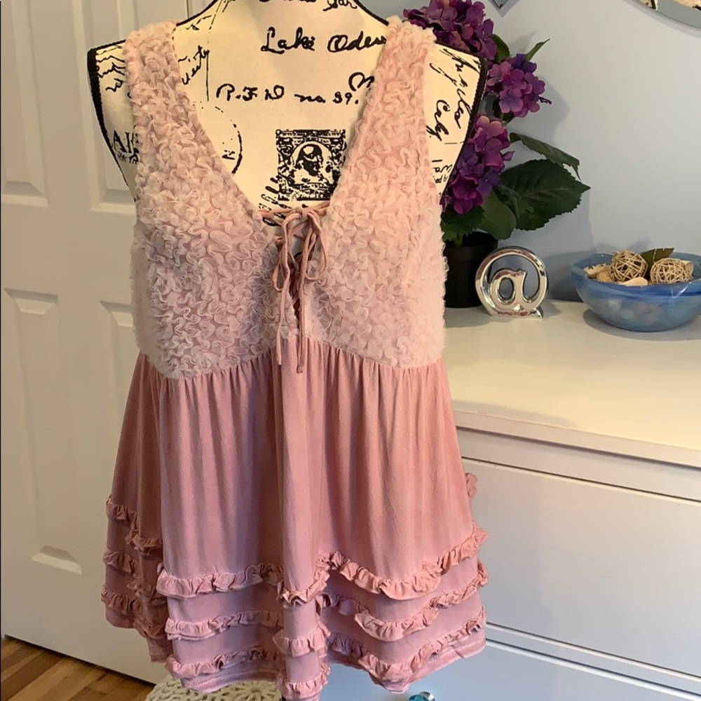 POL Babydoll Top Soft Jersey Knit with Lace - Picture 3 of 6